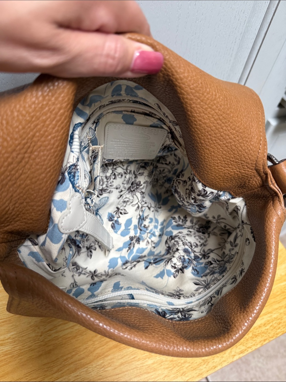 Brighton Tan Pebbled Leather Shoulder Bag with Floral Tassel - Picture 7 of 17